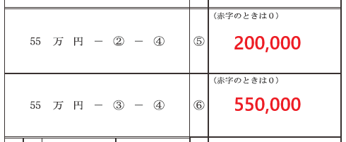 「計算書」の⑤と⑥の欄に額を記入